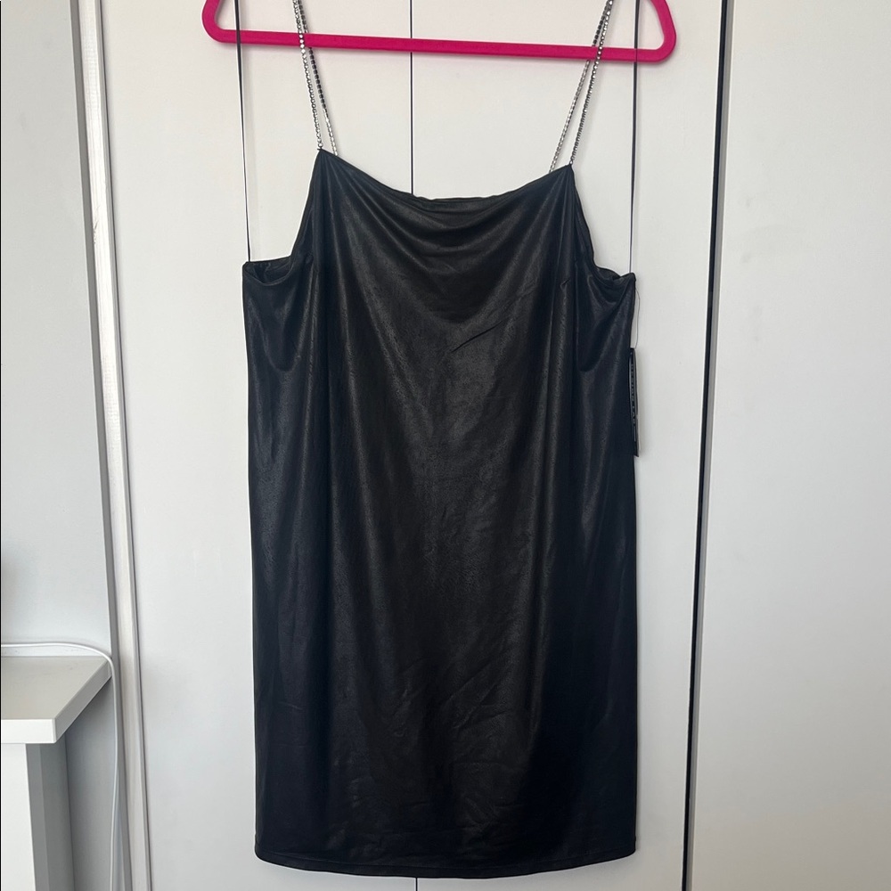 Jewel straps cowl neckline black top